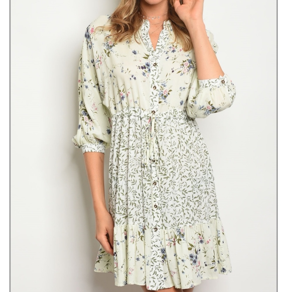 IVORY GREEN DRESS -101 - Picture 1 of 3